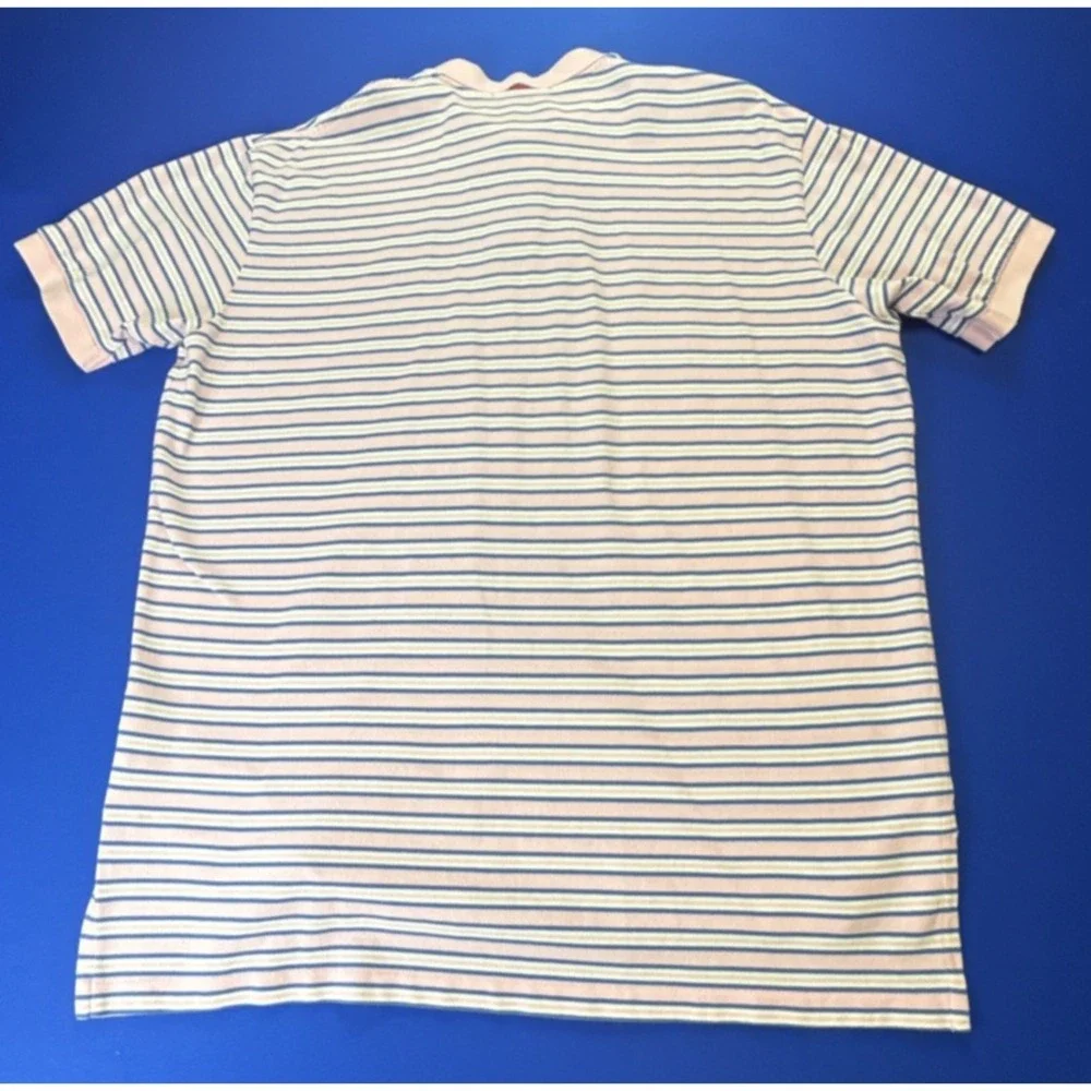Polo Ralph Lauren Polo Shirt Men's XL Pink Blue Cotton Striped Knit Short Sleeve